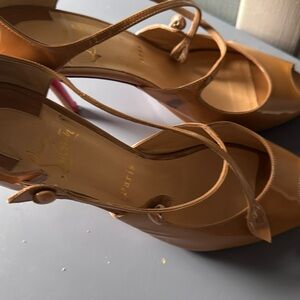 Christian Louboutin Tan Heels with Ankle Straps